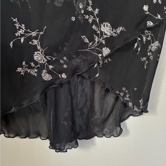 Y2K Vintage Black Floral Midi Dress whimsygoth Dark Romantic boho Size S - Picture 9 of 10